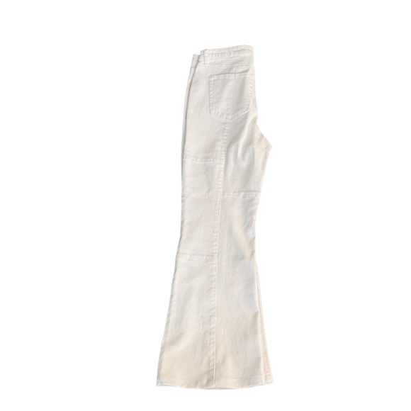 West of Melrose High Rise Patchwork Flare Jeans in Off White Ivory - Picture 14 of 16